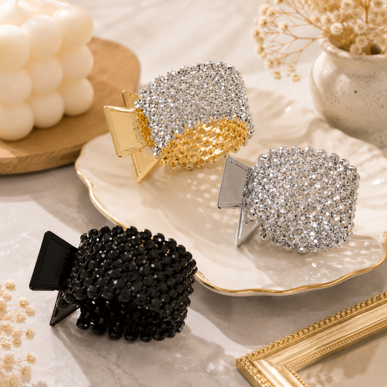 Crystal Bow Ponytail Hair Claw Clip – Sparkling Rhinestone High Pony Holder for Women & Girls