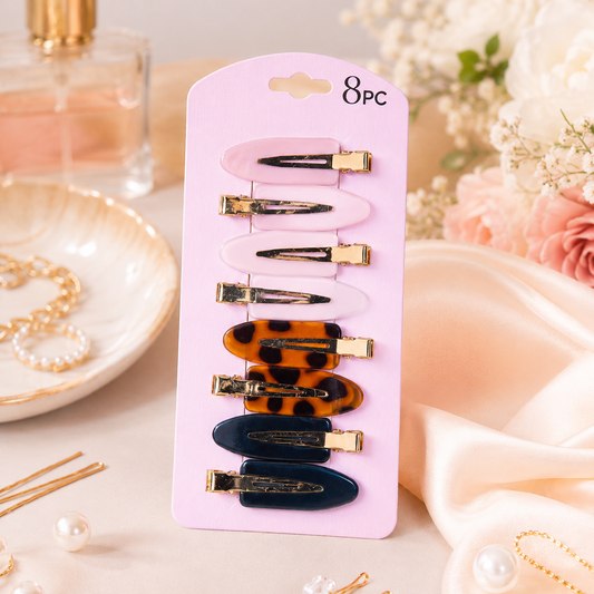 8PCS No Dent Hair Clips Set, Creaseless Styling Clips for Makeup, Curling & Hair Sectioning