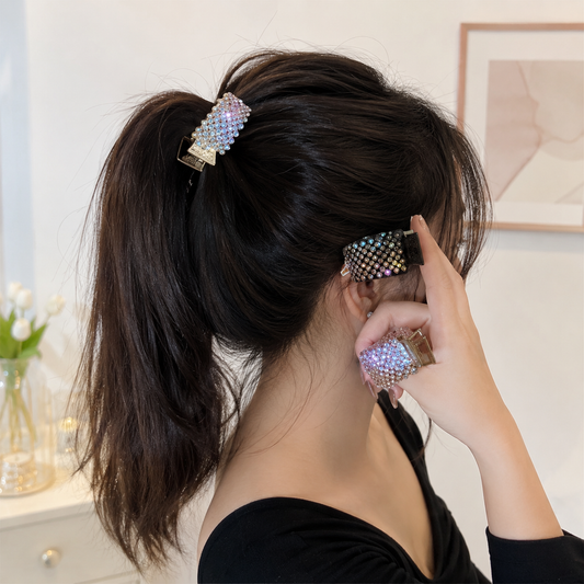 Crystal Bow Ponytail Hair Claw Clip – Sparkling Rhinestone High Pony Holder for Women & Girls