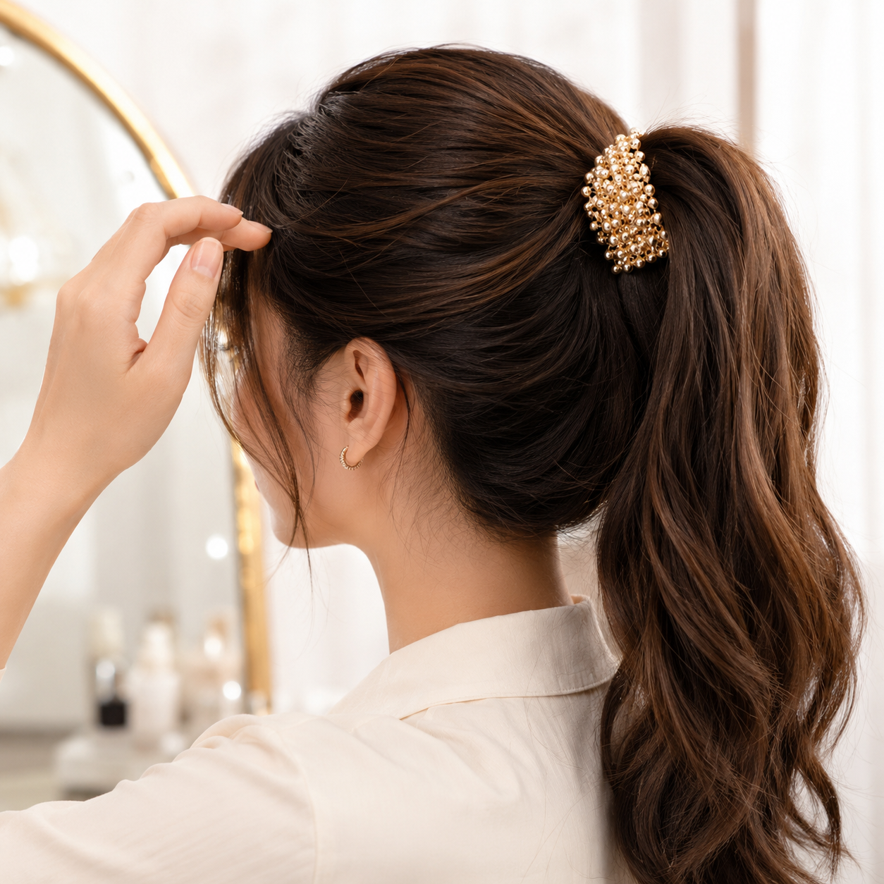Crystal Bow Ponytail Hair Claw Clip – Sparkling Rhinestone High Pony Holder for Women & Girls