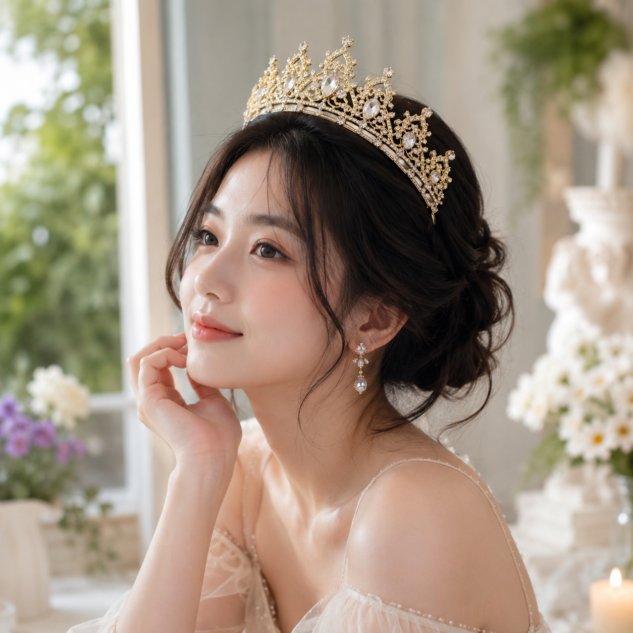 Girls Princess Crystal Crown Tiara, Elegant Rhinestone Headband for Birthdays, Dress-Up & Special Occasions