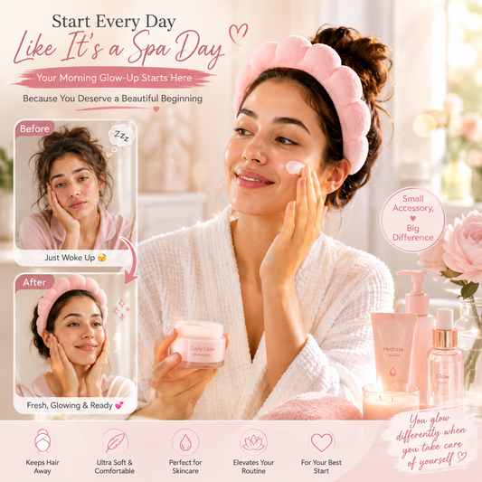 Pink Spa Headband for Skincare, Ultra Soft Cloud Makeup Headband for Face Washing & Beauty Routine