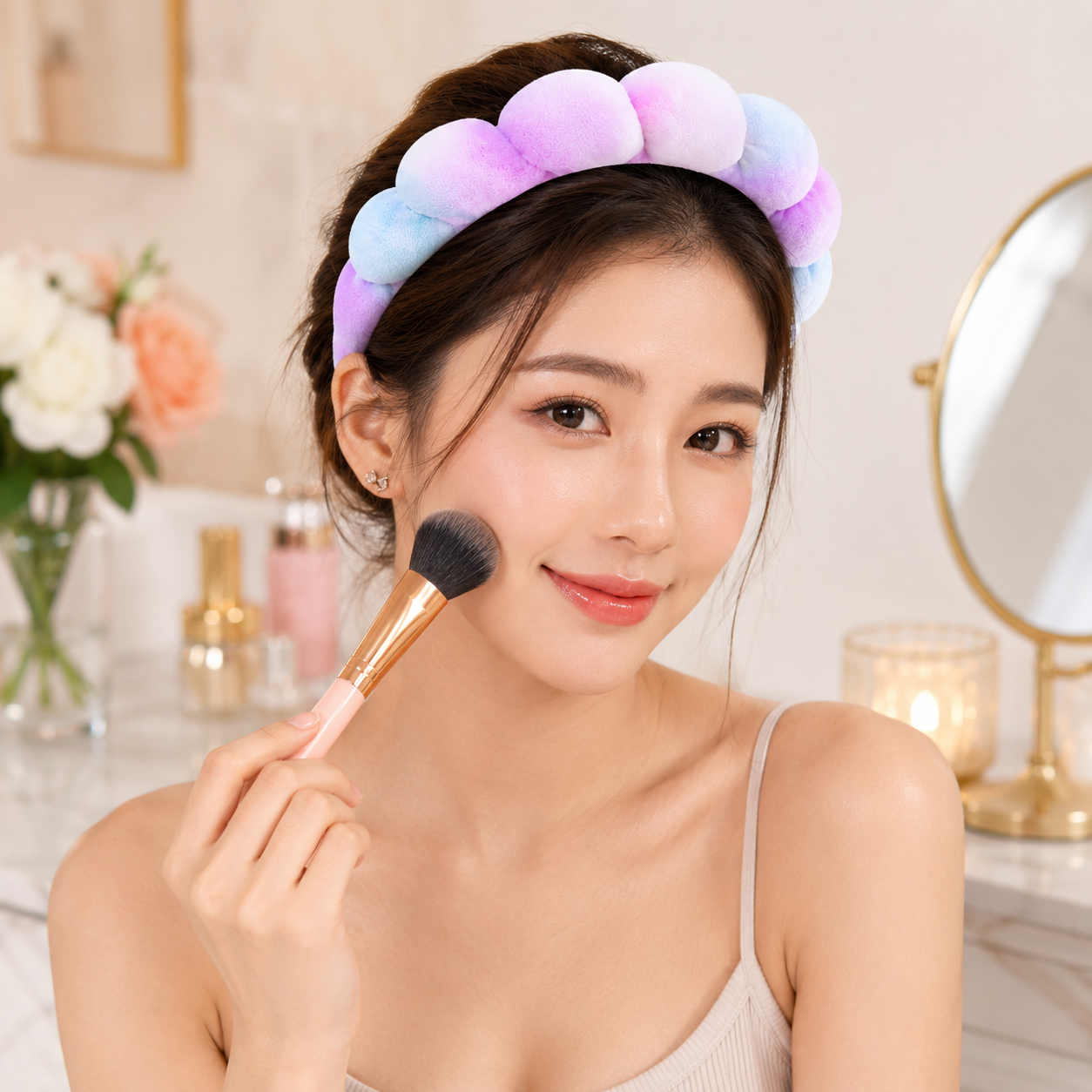 Spa Headband & Wristband Set, Plush Skincare Headband with Absorbent Wrist Wash Bands & Hair Claw Clip